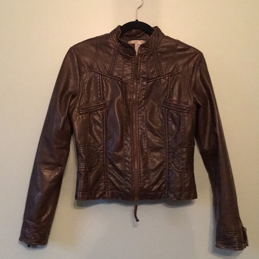 Brown Faux Leather Max Studio Jacket
